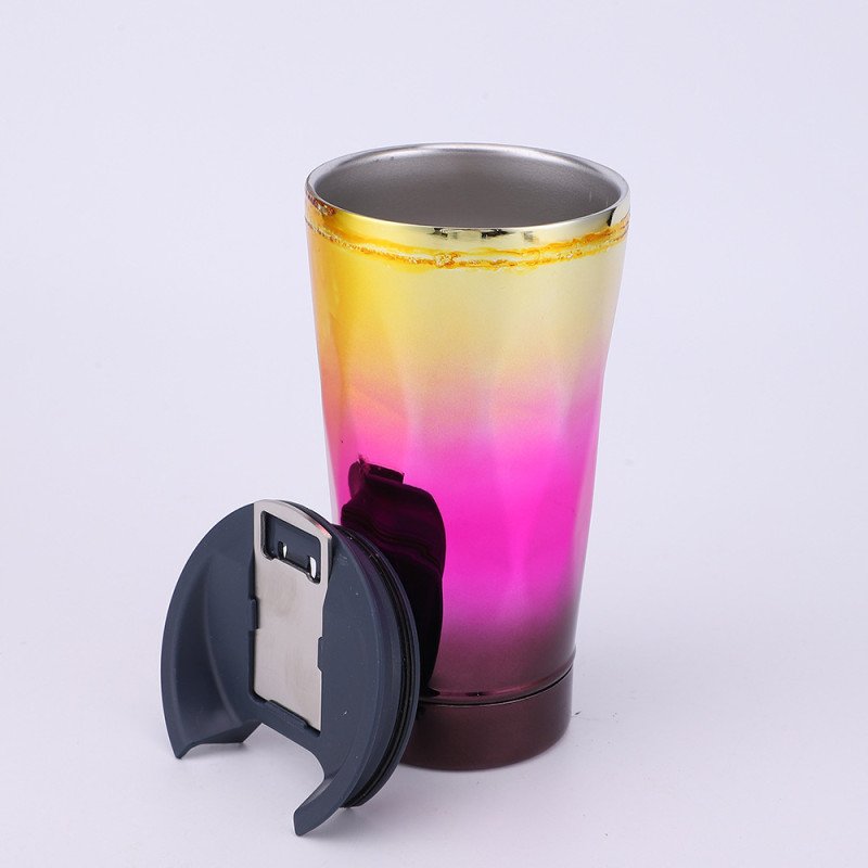 Wholesale beer cup electroplating gradient style double-layer stainless steel thermos cup,large capacity ice cup car cup