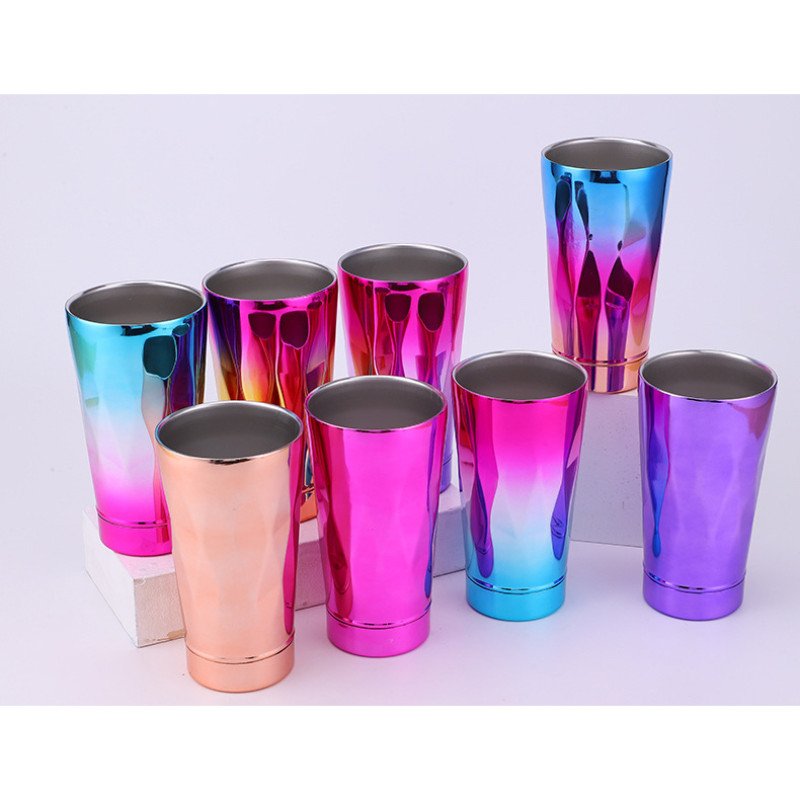 Wholesale beer cup electroplating gradient style double-layer stainless steel thermos cup,large capacity ice cup car cup