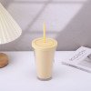Creative double-layer plastic cup with high appearance,men and women summer straw water cup,portable coffee gift cup with printed logo