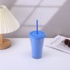 Creative double-layer plastic cup with high appearance,men and women summer straw water cup,portable coffee gift cup with printed logo