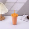 Creative double-layer plastic cup with high appearance,men and women summer straw water cup,portable coffee gift cup with printed logo