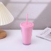 Creative double-layer plastic cup with high appearance,men and women summer straw water cup,portable coffee gift cup with printed logo