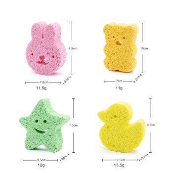 Manufacturer of wood pulp cotton baby bath sponge, face wash sponge, cartoon special-shaped wood pulp sponge