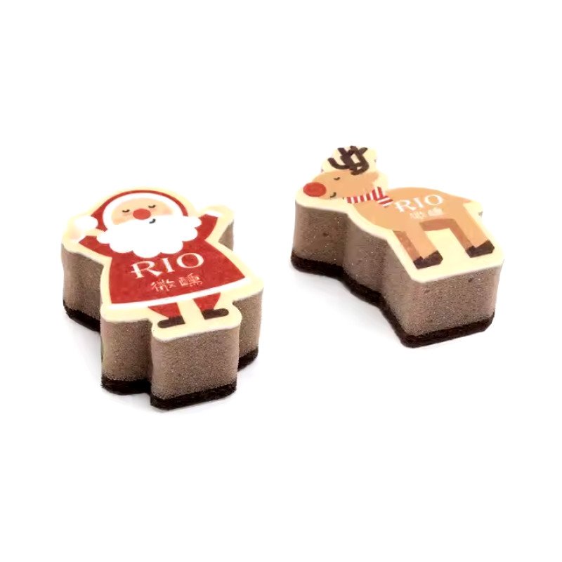 Santa Claus Printed Sponge Foreign Trade Elk Dishwashing Sponge Wipe Kitchen Cleaning Supplies