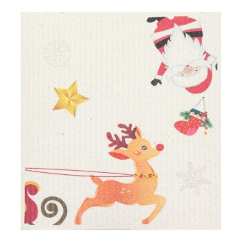 Super Lais Christmas environmentally friendly wood pulp cotton wet and dry kitchen dishcloth that absorbs water, removes oil and does not shed lint