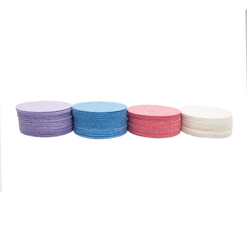 Wood paddle sponge face wash puff cleansing scrub face puff makeup remover powder puff round cleansing compressed wood pulp cotton 20pcs/set