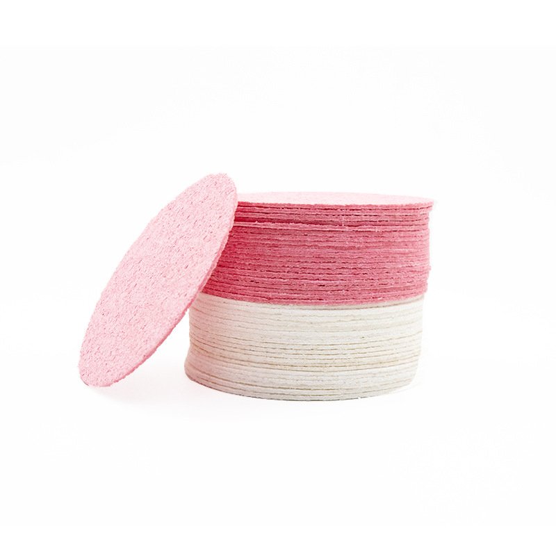 Wood paddle sponge face wash puff cleansing scrub face puff makeup remover powder puff round cleansing compressed wood pulp cotton 20pcs/set