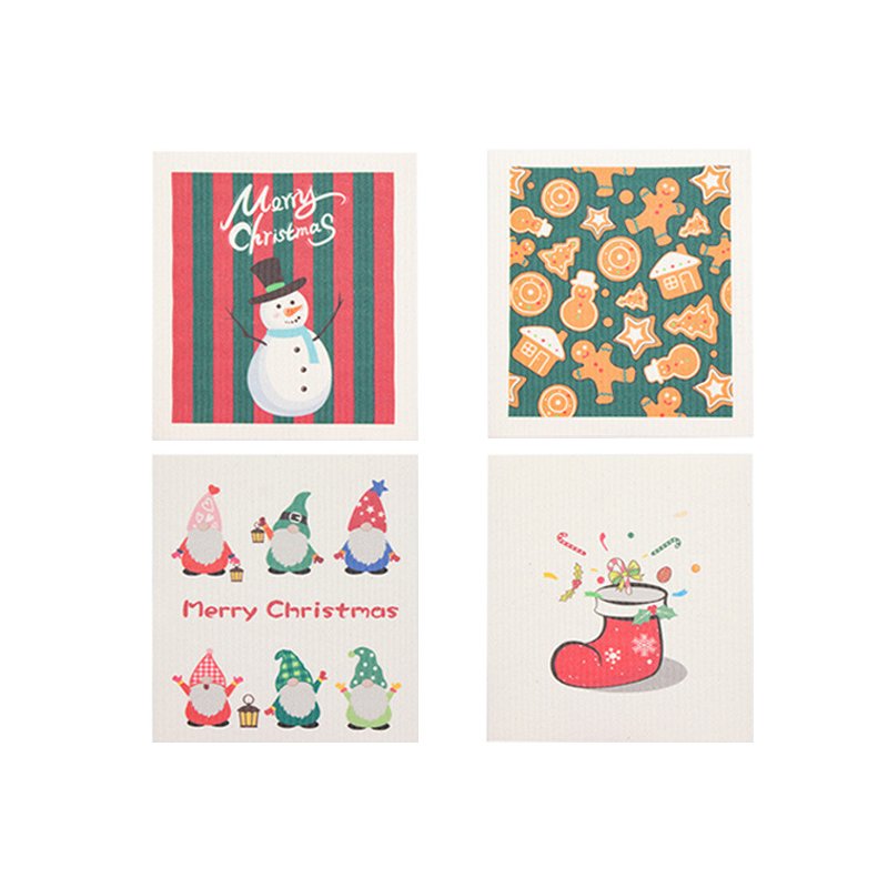 Santa Claus scouring pad sponge wipe set kitchen cleaning brush pot dishwashing cotton absorbent compressed wood pulp cotton