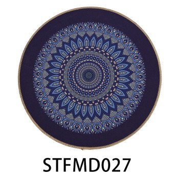 Non-slip imitation hemp rubber bottom placemat, home decorative mat, insulating table mat, customizable pattern, round shape