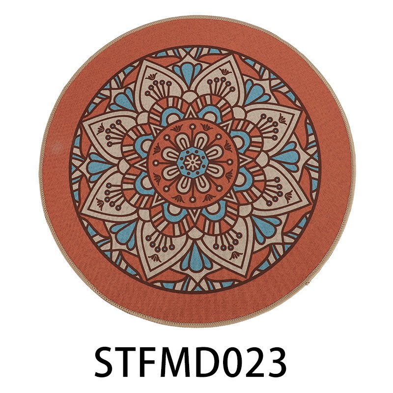 Non-slip imitation hemp rubber bottom placemat, home decorative mat, insulating table mat, customizable pattern, round shape