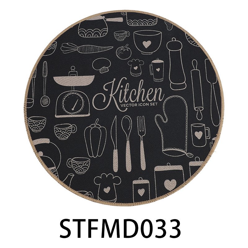 Non-slip imitation hemp rubber bottom placemat, home decorative mat, insulating table mat, customizable pattern, round shape