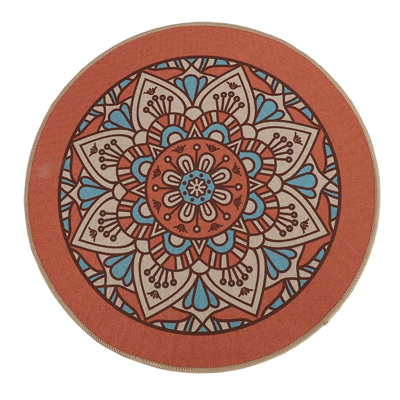 Non-slip imitation hemp rubber bottom placemat, home decorative mat, insulating table mat, customizable pattern, round shape