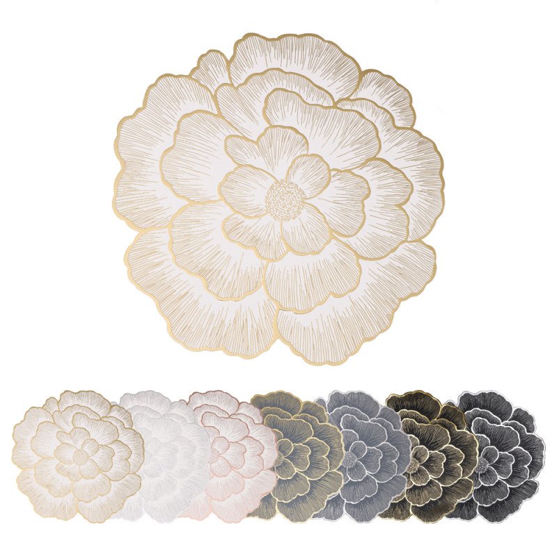 PVC rose base hot stamping placemat non-slip hot stamping coaster pattern creative decoration home hotel dining table