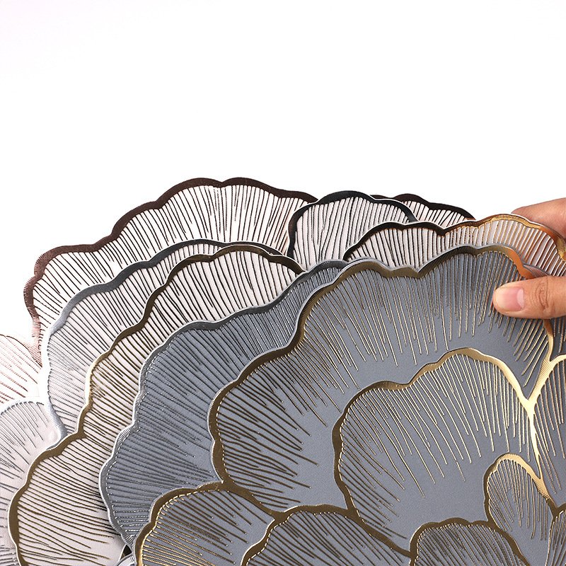 PVC rose base hot stamping placemat non-slip hot stamping coaster pattern creative decoration home hotel dining table