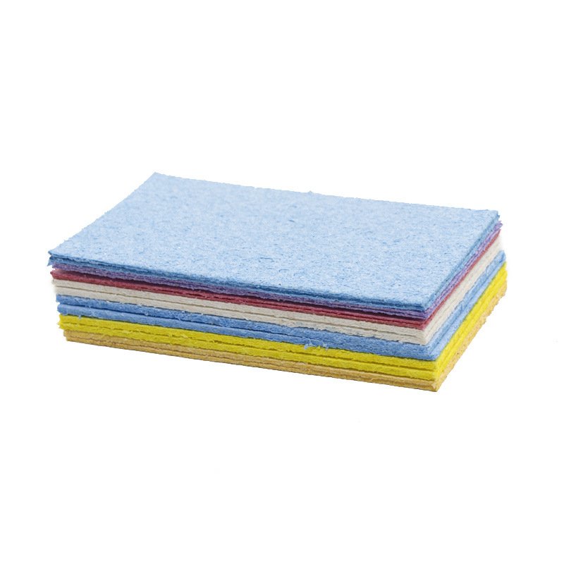 Colorful S-shaped dishwashing sponge kitchen supplies absorbent sponge block dishwashing compressed wood pulp cotton