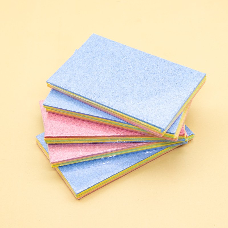 Colorful S-shaped dishwashing sponge kitchen supplies absorbent sponge block dishwashing compressed wood pulp cotton