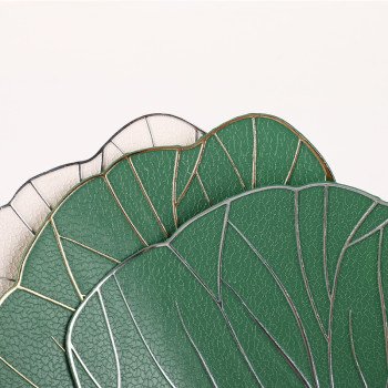 Multi-color new hot stamping PVC placemat lotus leaf style Western placemat gold and silver waterproof non-slip heat insulation pad table mat coaster