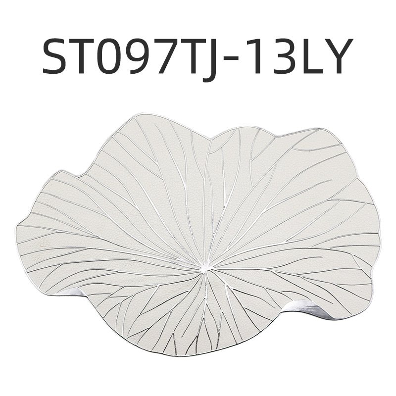 Multi-color new hot stamping PVC placemat lotus leaf style Western placemat gold and silver waterproof non-slip heat insulation pad table mat coaster