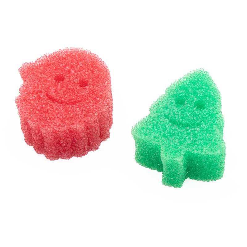 Christmas thickened polyester magic wipe for kitchen cleaning, pot washing and dishwashing, two-color smiling face temperature-sensitive sponge wipe