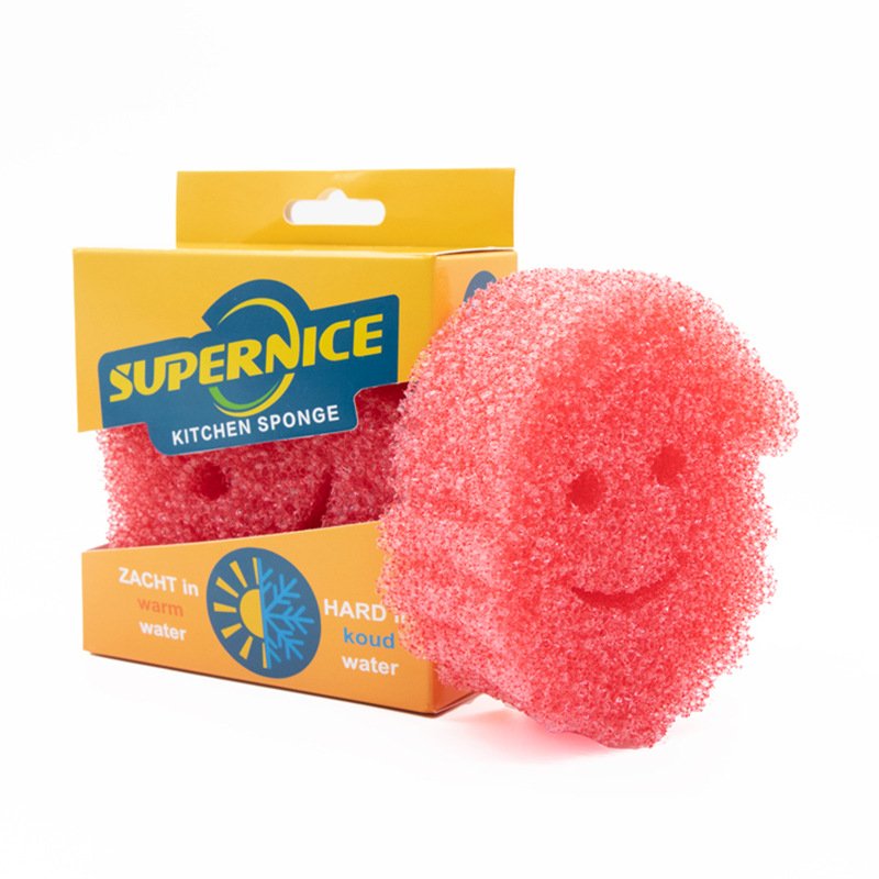 Christmas thickened polyester magic wipe for kitchen cleaning, pot washing and dishwashing, two-color smiling face temperature-sensitive sponge wipe