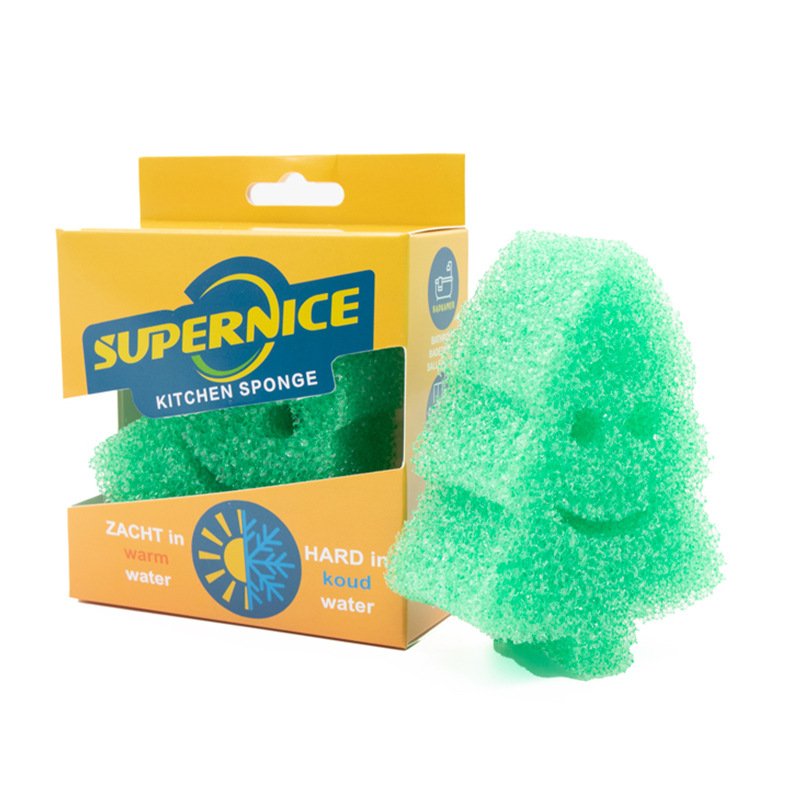 Christmas thickened polyester magic wipe for kitchen cleaning, pot washing and dishwashing, two-color smiling face temperature-sensitive sponge wipe