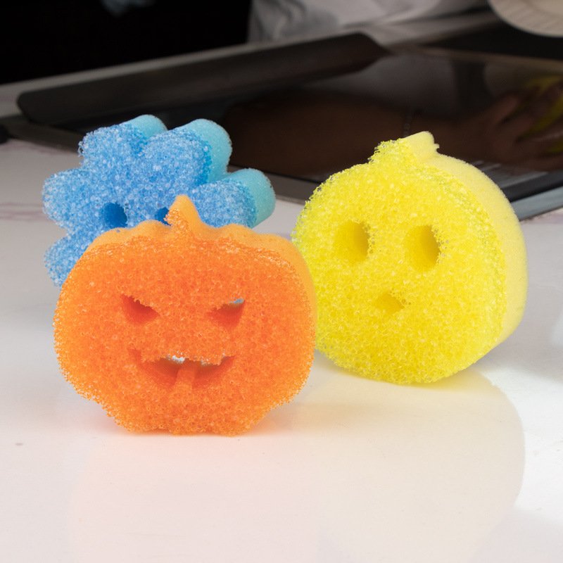 Cartoon chick temperature-sensitive sponge for dishwashing, American smiley face sponge, magic sponge for kitchen cleaning, temperature-sensitive sponge