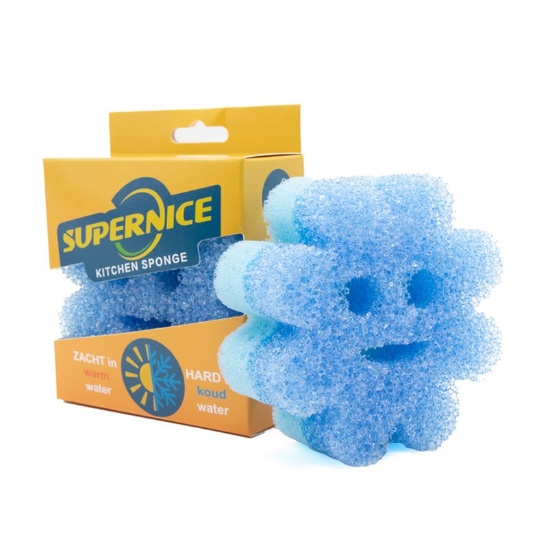 Cartoon chick temperature-sensitive sponge for dishwashing, American smiley face sponge, magic sponge for kitchen cleaning, temperature-sensitive sponge