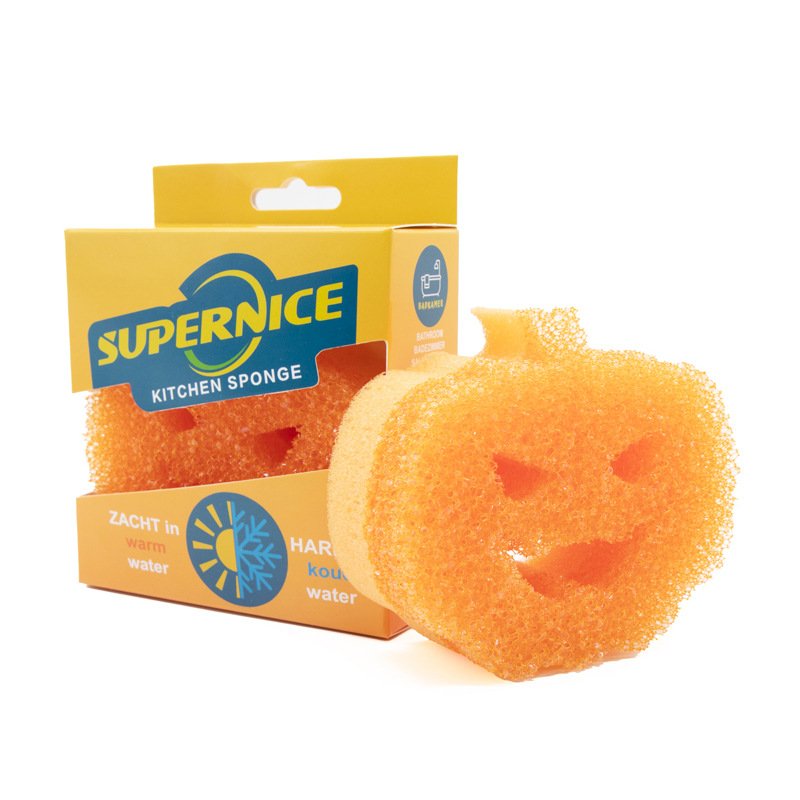 Cartoon chick temperature-sensitive sponge for dishwashing, American smiley face sponge, magic sponge for kitchen cleaning, temperature-sensitive sponge