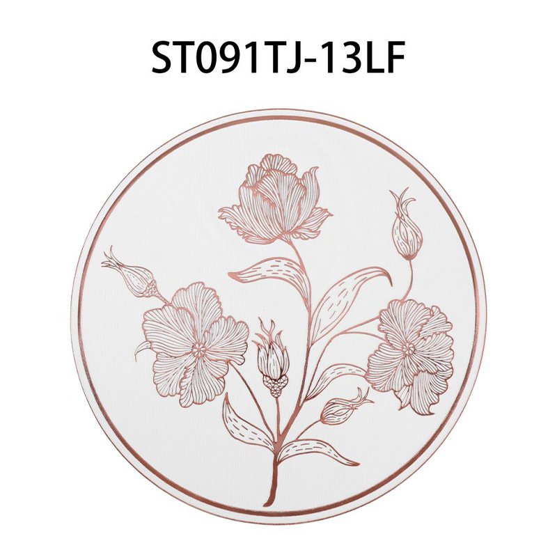Placemat decoration Western PVC bowl mat hibiscus flower light luxury household anti-scalding plate mat dinner plate mat insulation mat