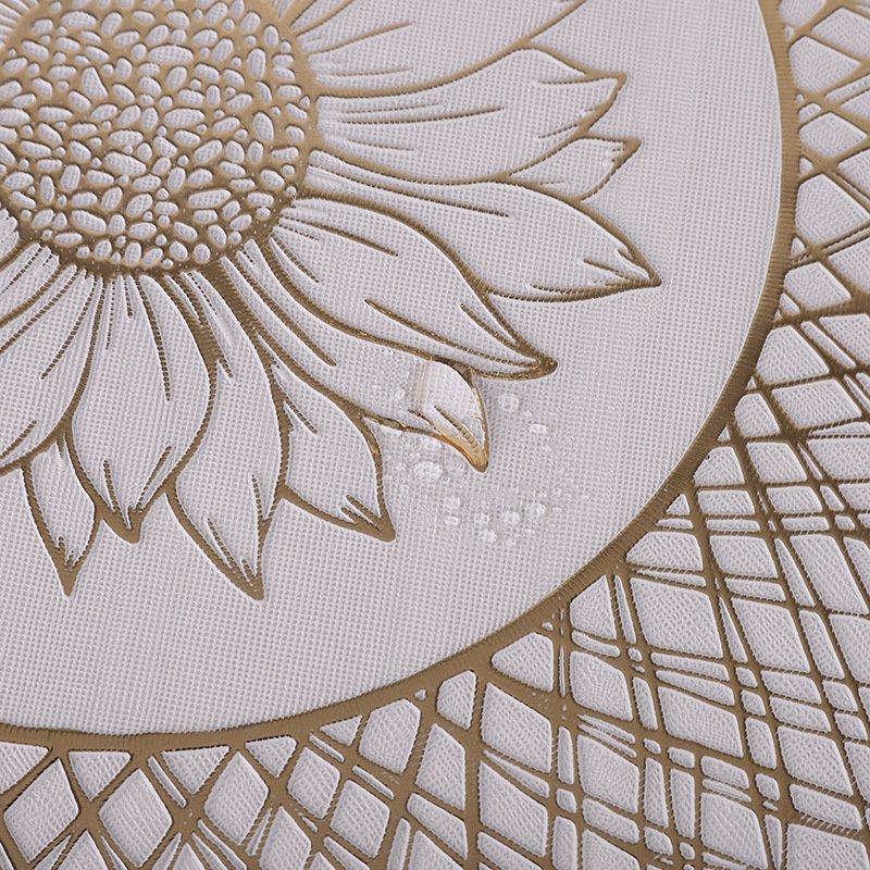 European style round creative grid simple hot stamping PVC placemat washable heat insulation pad household portable anti-scald pad