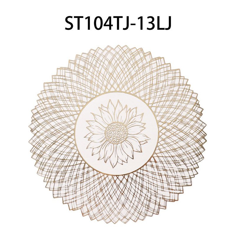 European style round creative grid simple hot stamping PVC placemat washable heat insulation pad household portable anti-scald pad