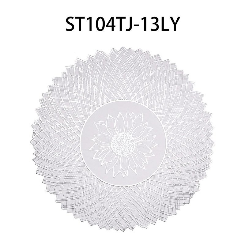 European style round creative grid simple hot stamping PVC placemat washable heat insulation pad household portable anti-scald pad