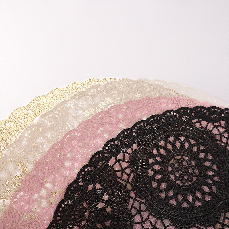 European lace waterproof and oil-proof PVC placemats high-end household hard sheet round insulation pads easy to clean decorative placemats