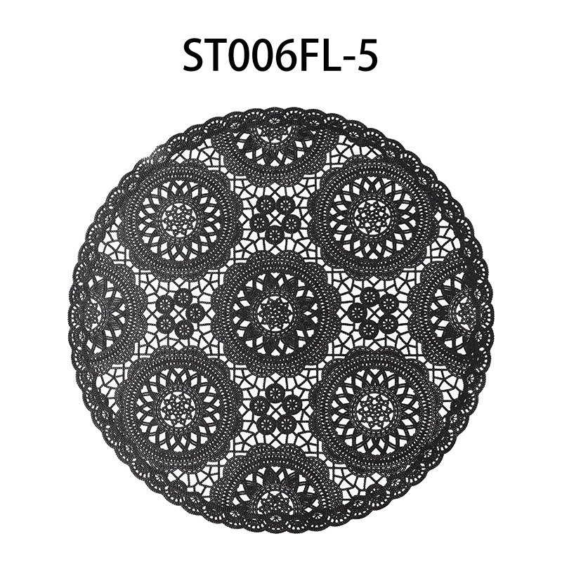European lace waterproof and oil-proof PVC placemats high-end household hard sheet round insulation pads easy to clean decorative placemats