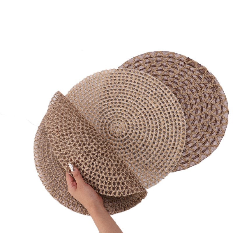 Place mat insulation mat anti-scalding anti-slip silent dining table mat insulation mat household round western food mat woven Nordic style meal