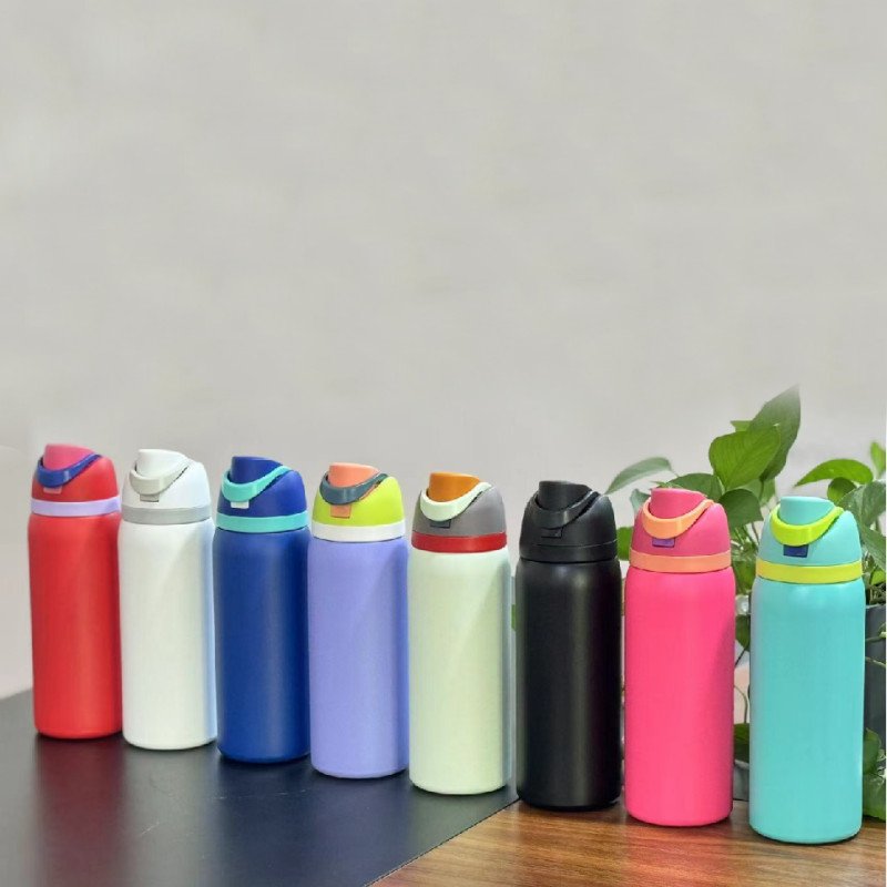 Dual-drink sports kettle leak-proof sealed bounce fruit cup large-capacity 304 stainless steel thermos