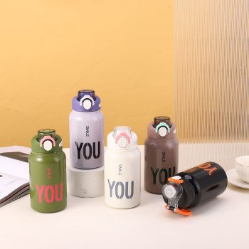 New thermos women's high-value 304 stainless steel water cup boys and children students simple portable tea and water separation cup