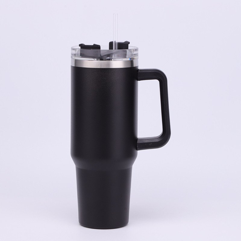 40oz stainless steel straw thermos cup with handle,ice cup,portable car cup,leopard milk cup