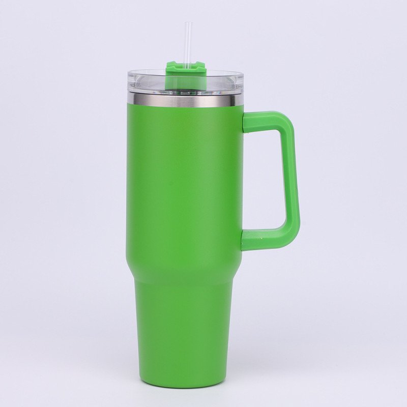 40oz stainless steel straw thermos cup with handle,ice cup,portable car cup,leopard milk cup