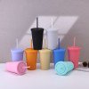 Simple plastic straw cup,summer high-value female frosted large capacity straw water cup,handy cup,juice cup