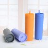 Straight cup,hot coffee cup,insulation cup 16OZ double-layer plastic frosted straight straw cup