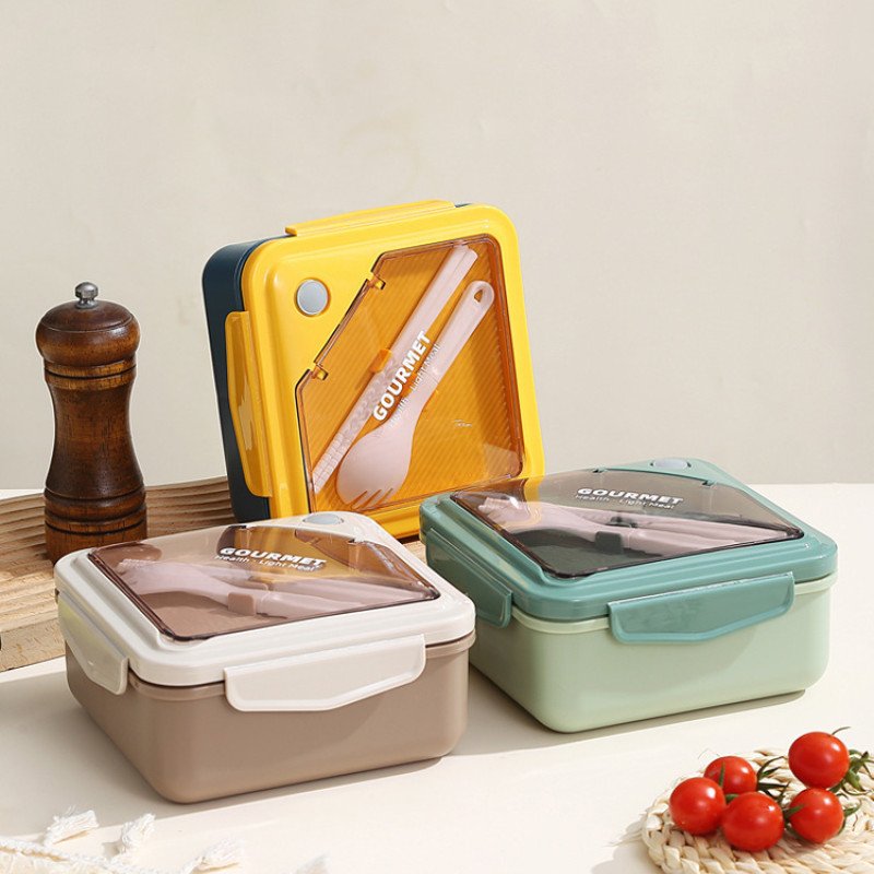 Plastic compartment lunch box,microwave heating partition lunch box,student office worker portable lunch box