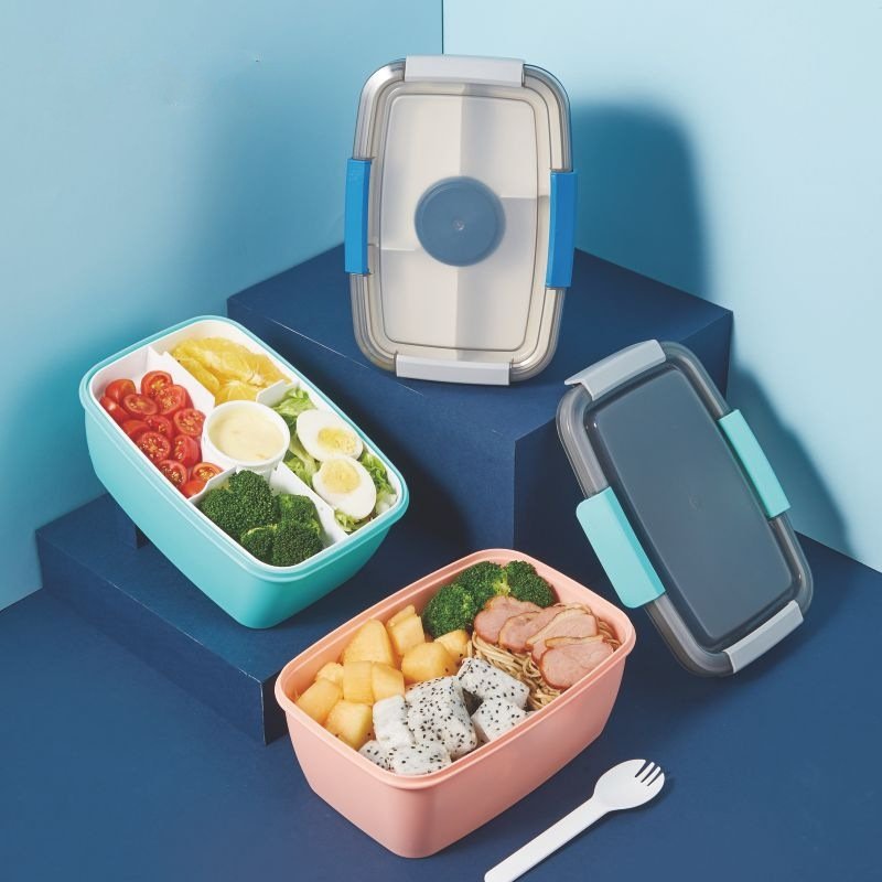 Large plastic lunch box,fresh-keeping box,student sealed storage box,food-grade double-layer microwaveable lunch box