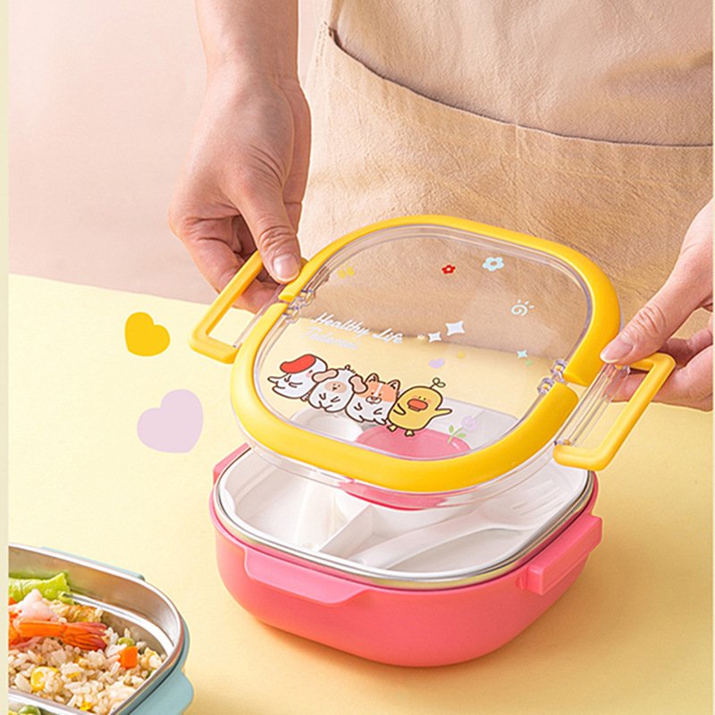 2024 new square compartment lunch box,304 stainless steel lunch box,student work-specific lunch box,portable lunch box