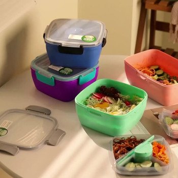New double-layer compartment salad box,portable large-capacity microwaveable cute lunch box gift