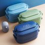 Office workers' portable microwave-heated student lunch box,double-layer lunch box,Japanese-style partitioned lunch box with cutlery