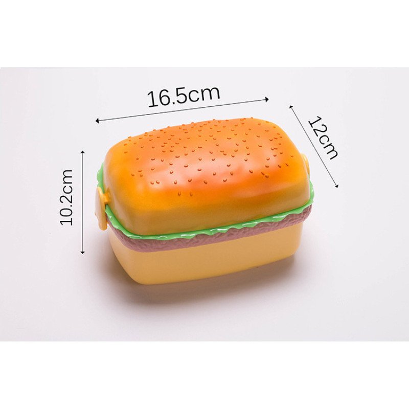 Round hamburger plastic lunch box,biscuit-shaped lunch box,student cartoon children's lunch box