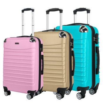 Abs trolley case business travel gift boarding case zipper 3-piece set universal wheel suitcase 20/24/28 inches
