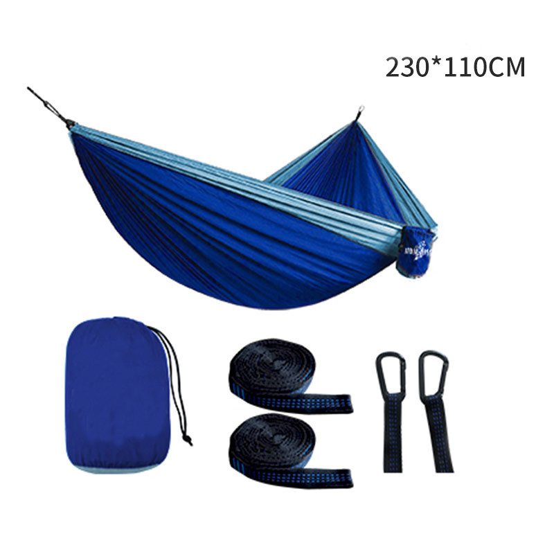Factory direct sales outdoor color matching nylon parachute cloth double 300*200 camping hammock outdoor supplies swing