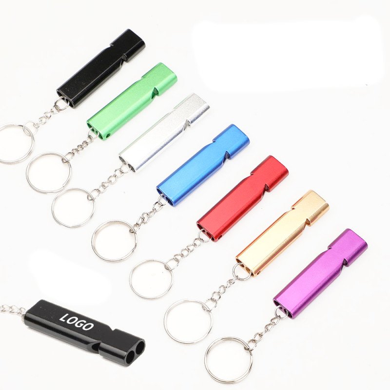 Outdoor mountaineering wilderness survival whistle aluminum alloy metal double hole high frequency tweeter whistle